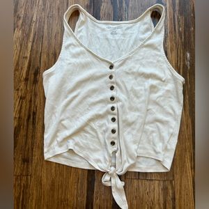 American Eagle Tan Button Up Tank Top Size: M